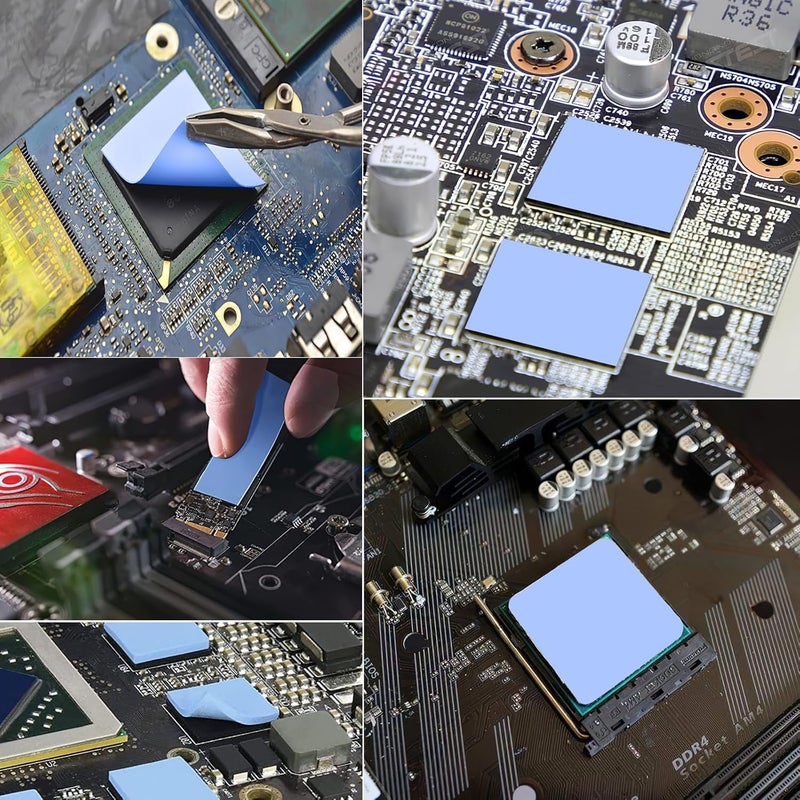 UCEC 30 قطعة وسادات حرارية سيليكون GPU، وسادة حرارية قابلة لإعادة الاستخدام لوحدة المعالجة المركزية، وسادات حرارية GPU، وسادة حرارية SSD، مبرد موصل 0.5/1.5/1 مم لوحدة التحكم في الحرارة، أزرق - Image 5